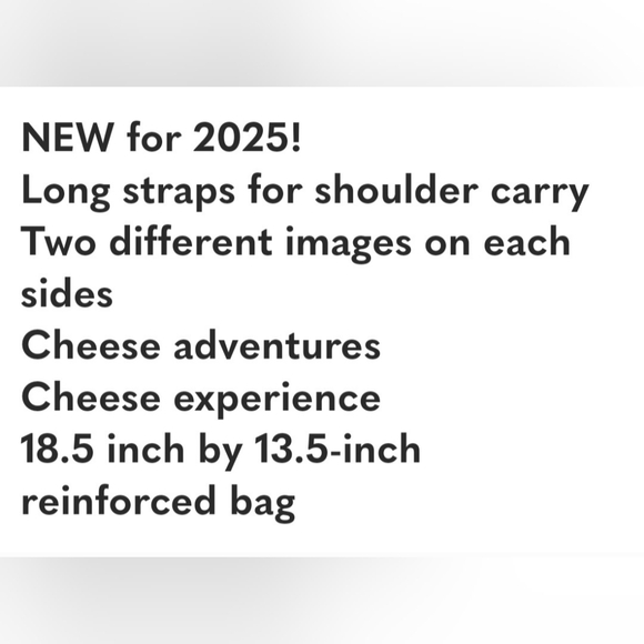 Trader Joe’s 2025 Limited Edition Reusable Bag, Cheese Adventures. LOT OF 2. NWT - Picture 5 of 6